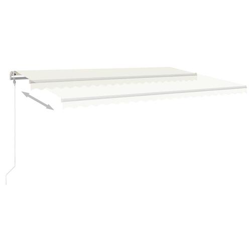 Markise med LED-lys 5x3 m manuel betjening cremefarvet