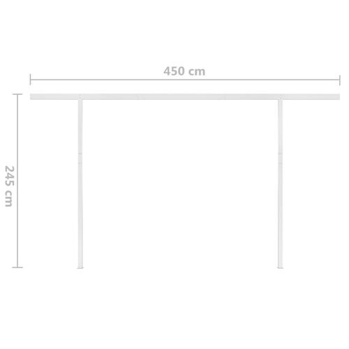 Markise m. stolper 4x3,5 m manuel betjening gul og hvid