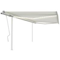 Markise med LED-lys 4x3,5 m manuel betjening cremefarvet