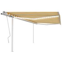 Markise m. LED-lys 4x3,5 m manuel betjening gul og hvid