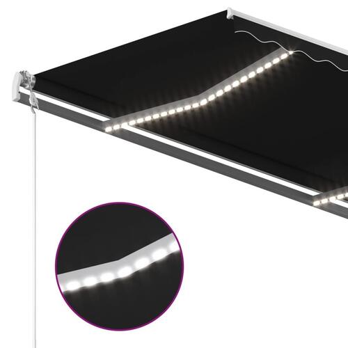 Markise med LED-lys 4x3,5 m manuel betjening antracitgrå