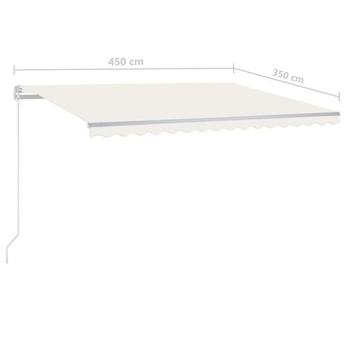 Markise m. stolper 4,5x3,5 m manuel betjening cremefarvet