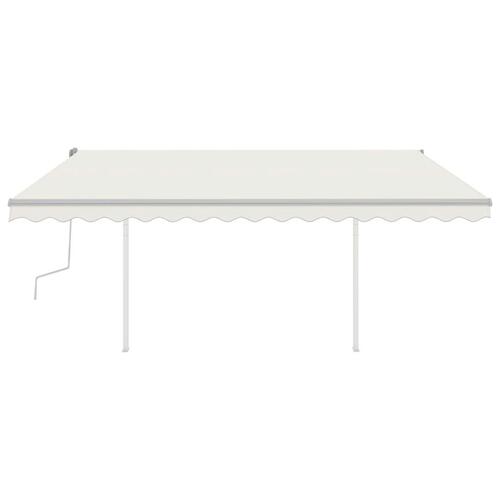 Markise med LED-lys 4,5x3,5 m manuel betjening cremefarvet