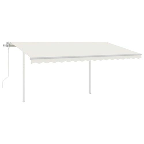 Foldemarkise med stolper 4,5x3,5 m automatisk cremefarvet