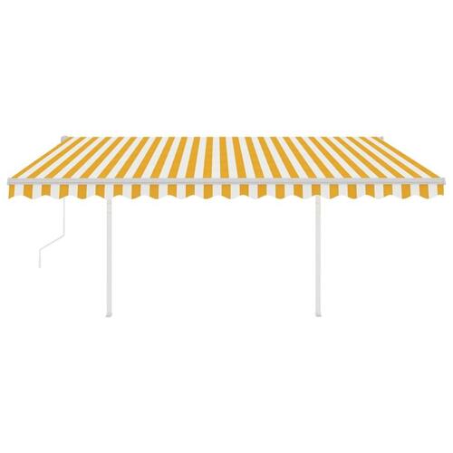 Markise m. LED + vindsensor 4,5x3,5 m automatisk gul og hvid