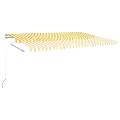 Markise m. LED + vindsensor 5x3,5 m automatisk gul og hvid