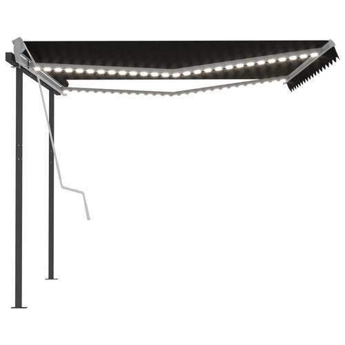 Markise m. LED-lys + vindsensor 4x3 m automatisk antracitgrå