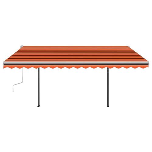 Markise m. LED-lys + vindsensor 4x3 m automatisk orange og brun