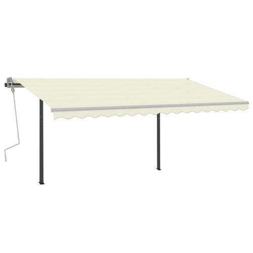 Markise m. LED-lys + vindsensor 4,5x3 m automatisk cremefarvet