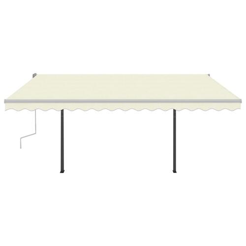 Markise m. LED-lys + vindsensor 4,5x3 m automatisk cremefarvet