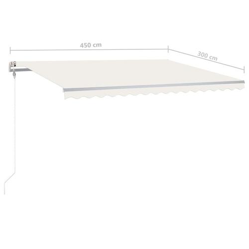 Markise m. LED-lys + vindsensor 4,5x3 m automatisk cremefarvet