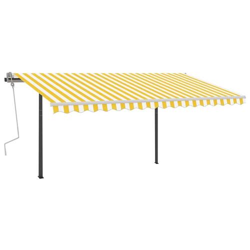 Markise m. LED-lys + vindsensor 4,5x3 m automatisk gul og hvid
