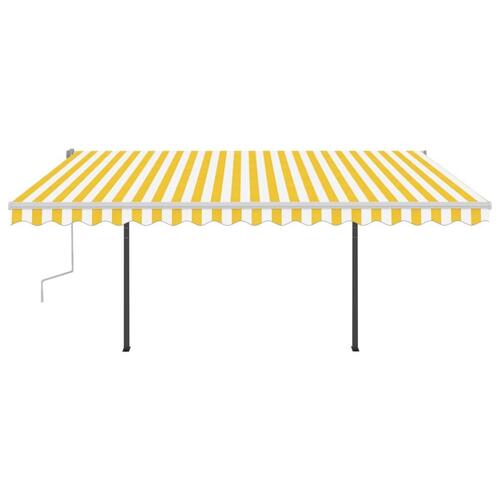 Markise m. LED-lys + vindsensor 4,5x3 m automatisk gul og hvid