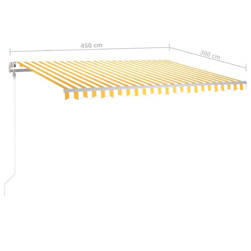 Markise m. LED-lys + vindsensor 4,5x3 m automatisk gul og hvid