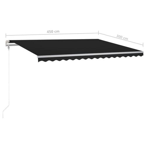 Markise m. LED-lys + vindsensor 4,5x3 m automatisk antracitgrå