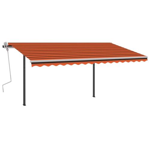 Markise m. LED + vindsensor 4,5x3 m automatisk orange og brun
