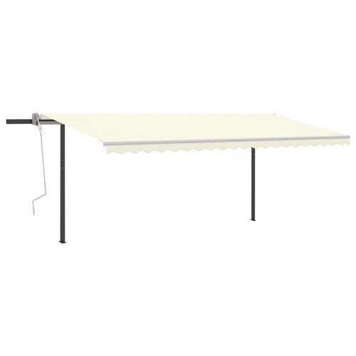 Markise m. LED-lys + vindsensor 5x3 m automatisk cremefarvet