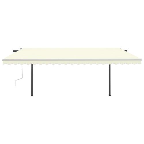 Markise m. LED-lys + vindsensor 5x3 m automatisk cremefarvet