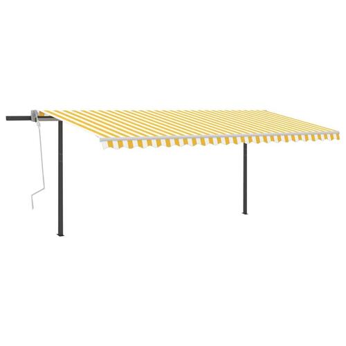 Markise m. LED-lys + vindsensor 5x3 m automatisk gul og hvid