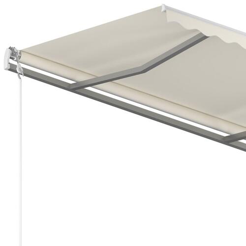 Markise med stolper 4x3,5 m automatisk betjening cremefarvet