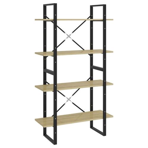 Bogreol med 4 hylder 80x30x140 cm konstrueret træ sonoma-eg