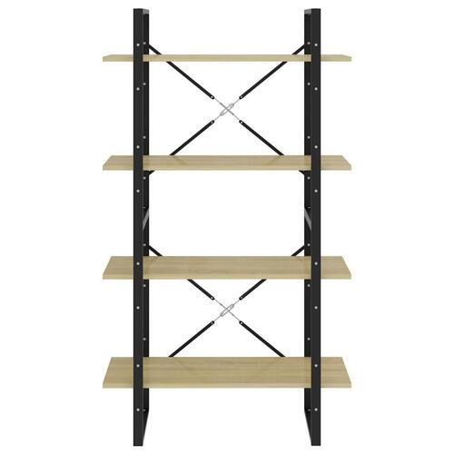 Bogreol med 4 hylder 80x30x140 cm konstrueret træ sonoma-eg