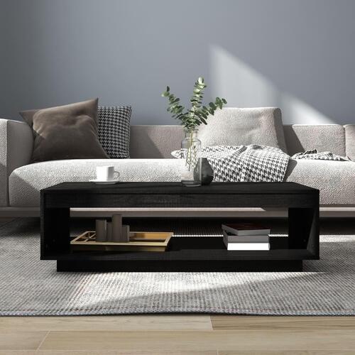 Sofabord 110x50x33,5 cm massivt fyrretræ sort