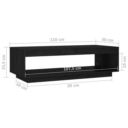 Sofabord 110x50x33,5 cm massivt fyrretræ sort