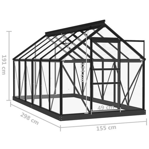 Glasdrivhus 155x298x191 cm aluminium antracitgrå
