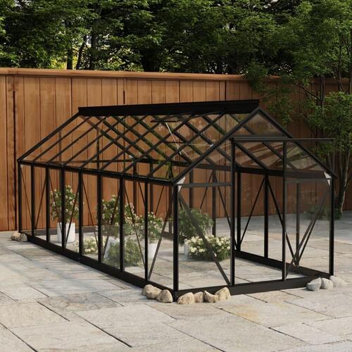 Glasdrivhus 155x395,5x191 cm aluminium antracitgrå