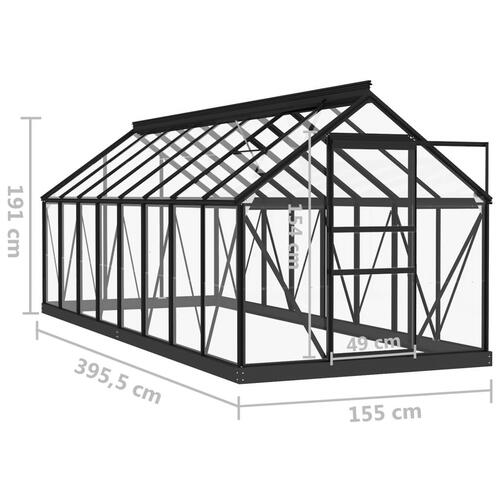 Glasdrivhus 155x395,5x191 cm aluminium antracitgrå