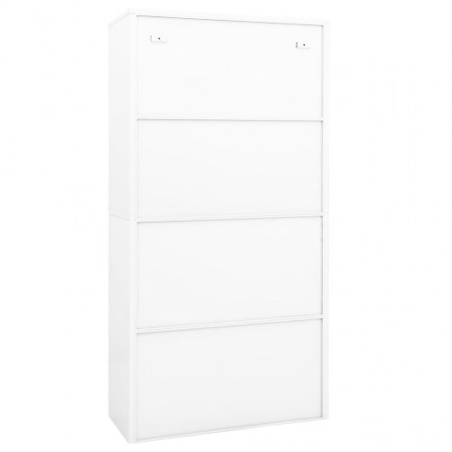 Kontorskab 90x40x180 cm stål og hærdet glas hvid