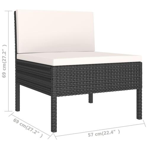 Haveloungesæt 10 dele med hynder polyrattan sort