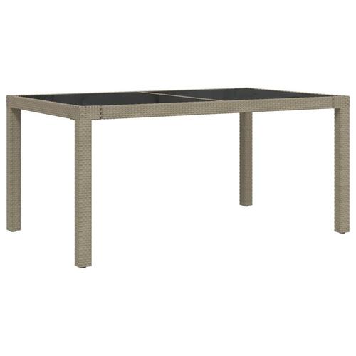 Havebord 150x90x75 cm hærdet glas og polyrattan beige