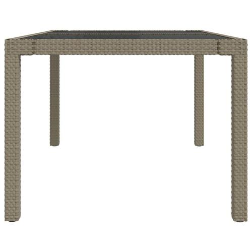 Havebord 150x90x75 cm hærdet glas og polyrattan beige