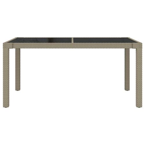Havebord 150x90x75 cm hærdet glas og polyrattan beige