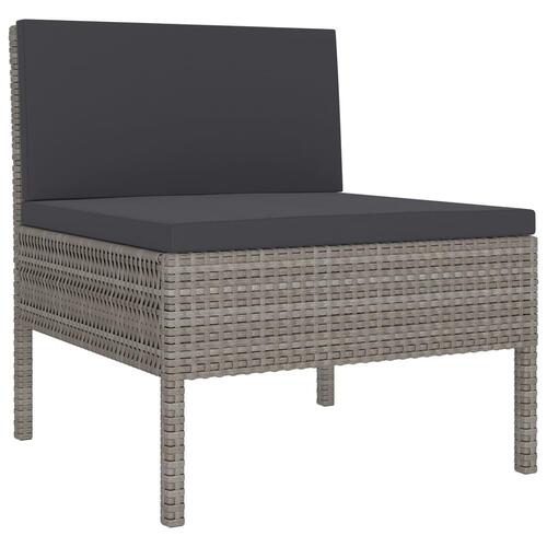 Loungesæt til haven 6 dele med hynder polyrattan grå