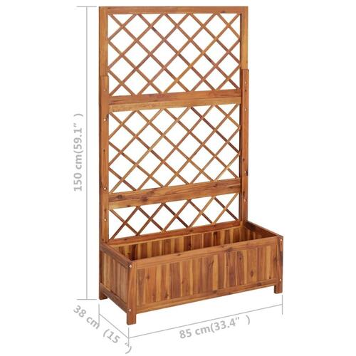 Forhøjet plantekasse m. espalier 85x38x150 cm massivt akacietræ