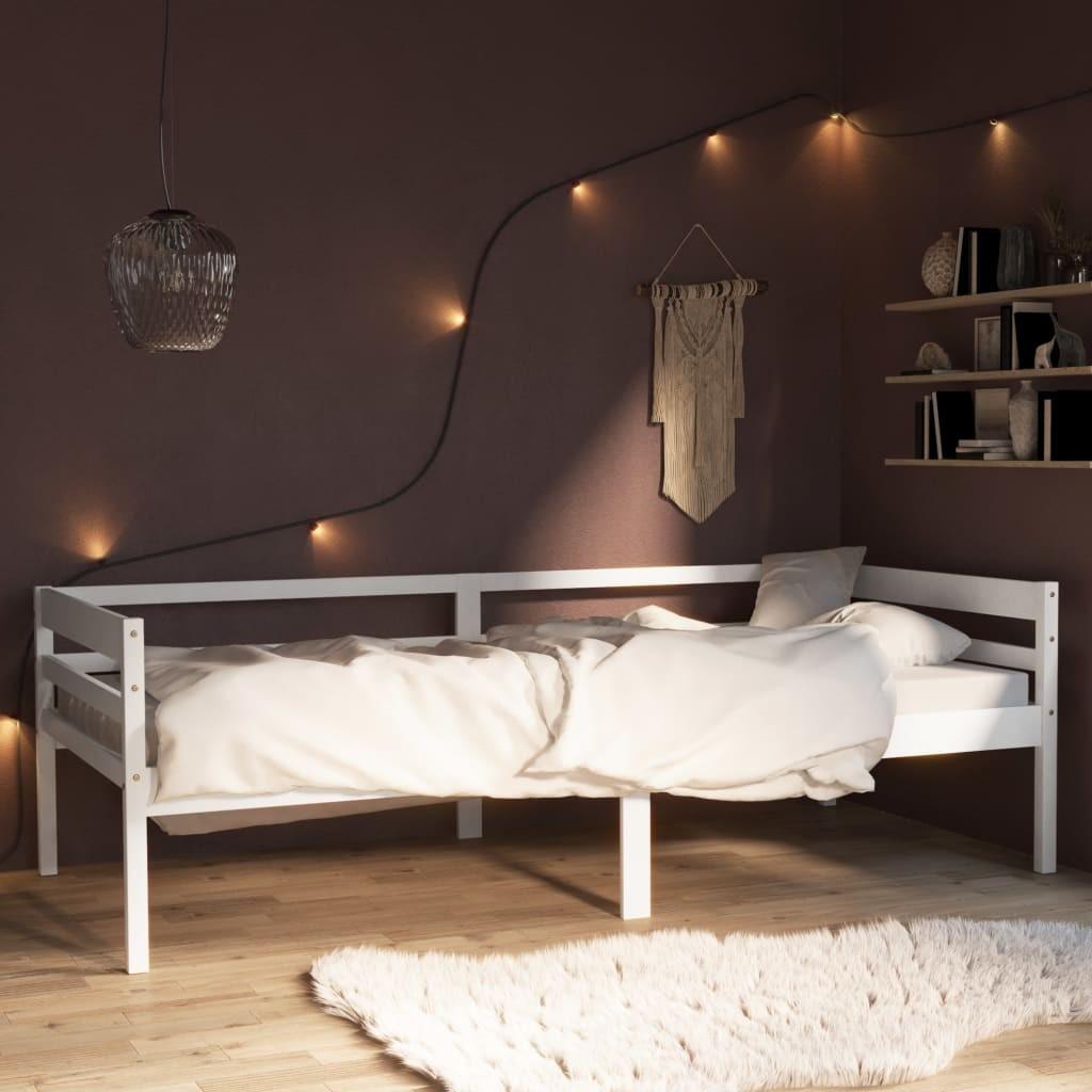 Sengestel 90x200 cm massivt fyrretræ hvid