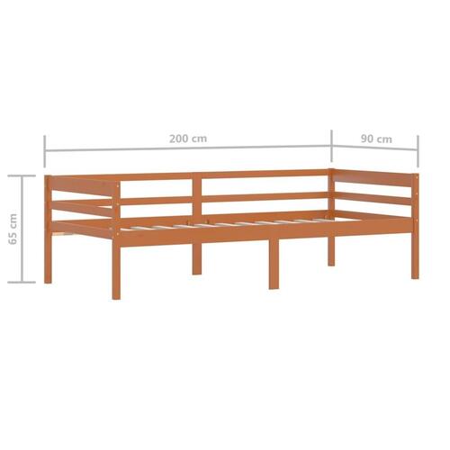 Sengestel 90x200 cm massivt fyrretræ honningbrun