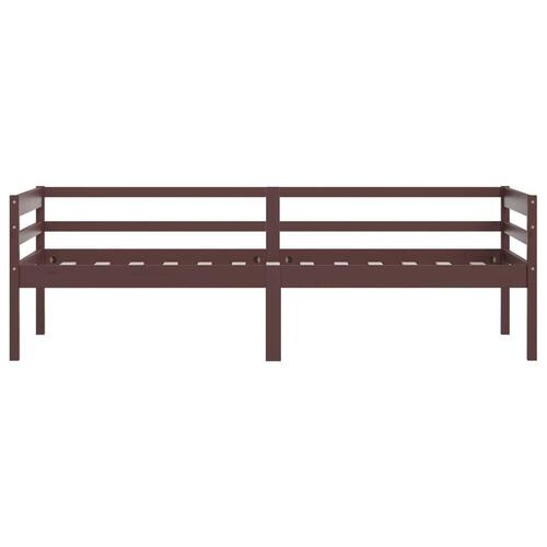 Sengestel 90x200 cm massivt fyrretræ mørkebrun