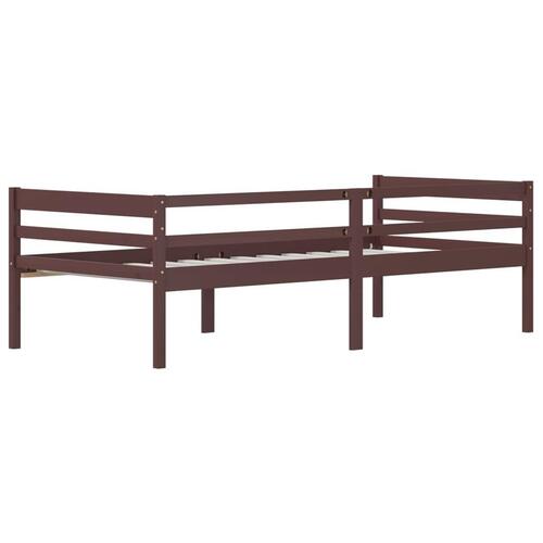 Sengestel 90x200 cm massivt fyrretræ mørkebrun
