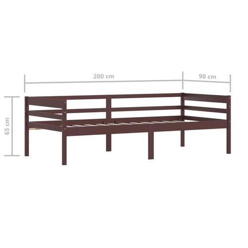 Sengestel 90x200 cm massivt fyrretræ mørkebrun