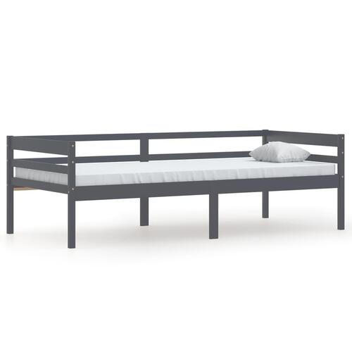 Sengestel 90x200 cm massivt fyrretræ mørkegrå
