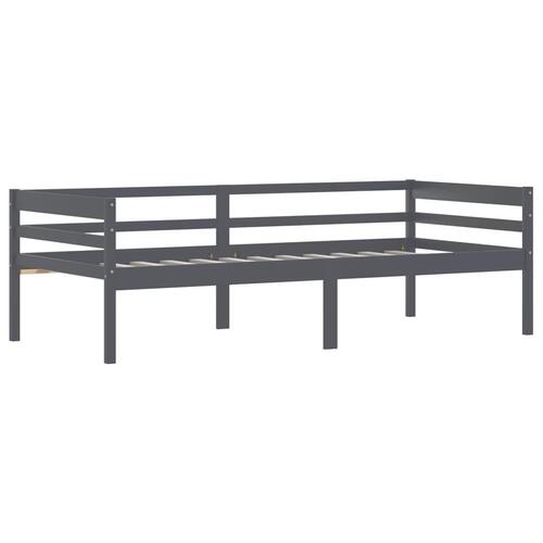 Sengestel 90x200 cm massivt fyrretræ mørkegrå