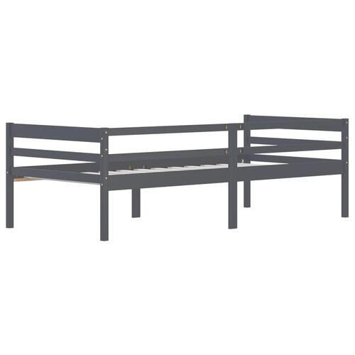Sengestel 90x200 cm massivt fyrretræ mørkegrå
