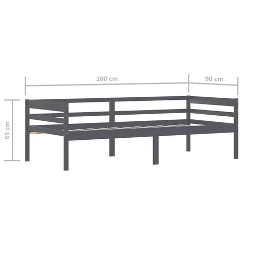 Sengestel 90x200 cm massivt fyrretræ mørkegrå