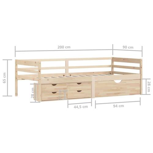 Sengestel med skuffer 90x200 cm massivt fyrretræ