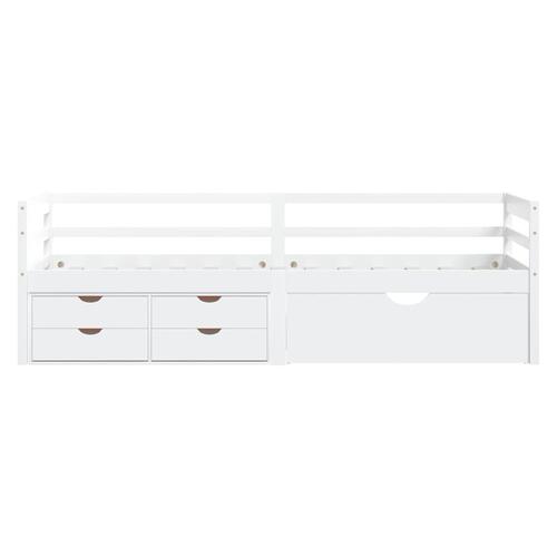 Sengestel med skuffer 90x200 cm massivt fyrretræ hvid