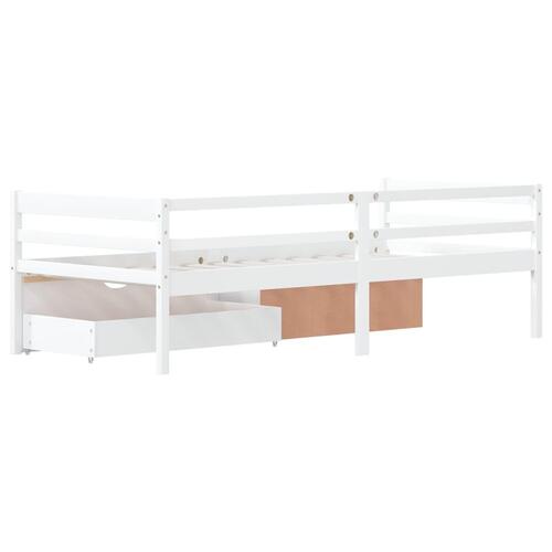 Sengestel med skuffer 90x200 cm massivt fyrretræ hvid